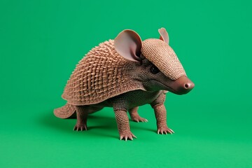 Obraz premium Armadillo on Green Background.
