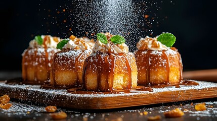Beautifully presented pastry dessert featuring a golden caramelized exterior and a rich indulgent interior