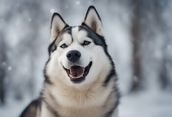 Naklejka premium over husky plain funny portrait background dog laughing cute puppy wolf friendship lifestyle pet