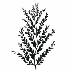Fototapeta premium Minimalist Botanical Illustration with Black Leaf Silhouettes for Stylish Home Decor