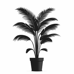 Elegant Indoor Palm Plant Illustration: Decorative Houseplant Silhouette for Minimalist Botanical Decor