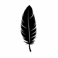 Elegant Feather Silhouette: Black and White Nature-Inspired Art with Ornamental Detailing