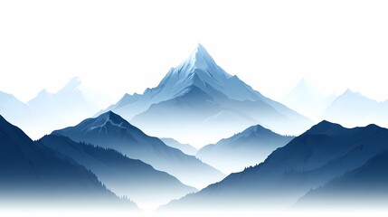 Breathtaking Mountain Peaks: Explore the Mystical Winter Landscape with Expansive Cloudy Blue Skies