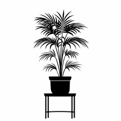 Silhouette of a Potted Palm: Tropical Indoor Decoration for Modern Minimalist Home Decor