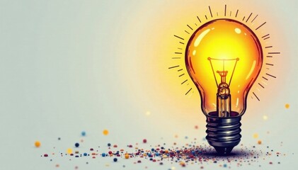 Simple light bulb doodle with sketchy lines and shading, light bulb, invention, illustration