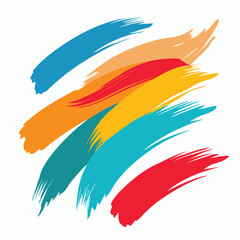 Colorful paint splashes and brush strokes, like vibrant feather patterns, form an artistic design set