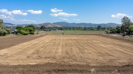 Obraz premium A drone flying low over a vast farm, analyzing soil moisture content for irrigation optimization, clean background for text