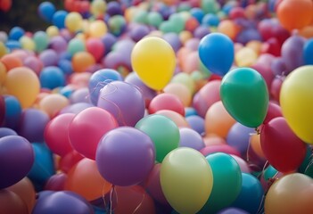 balloons ribbons colors different festive colorful joke oxygen cheerful joy childhood concept decoration group abstract party birthday coloured beautiful air wind cute fun fragile inflate shape