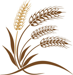 Golden Wheat Ears Harvest Decorative Element On A Transparent Base,, wheat vector design art illustrator 