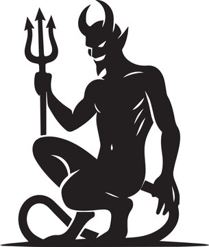 black vector silhouette of devil
