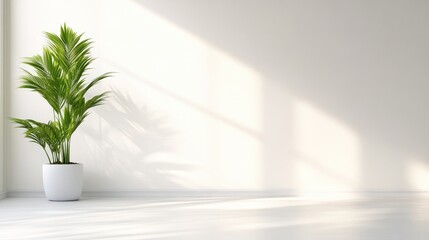 Empty room with sunlight and plant