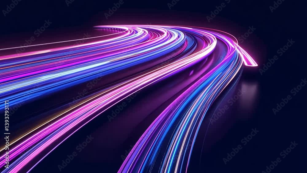 Poster vibrant light trails create dynamic and colorful abstract patterns, showcasing mesmerizing blend of 