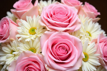 Fototapeta premium bouquet of pink and white flowers in a vase
