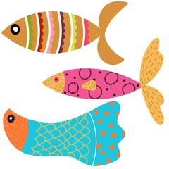 Flat Style Illustration Colorful Fish High Resolution