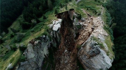  雄大な崖と打ち寄せる波、紺碧の海の絶景空撮　Majestic Cliff and Crashing Waves, Breathtaking Aerial View of the Deep Blue Ocean
