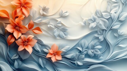 Obraz premium Artistic representation of flowers and foliage in various colors and shades