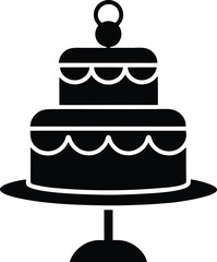 Two-Tiered Cake on Stand Silhouette Icon