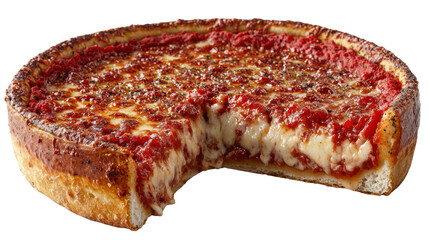 A delectable deep dish pizza with a crisp golden crust and melted cheese  long title A mouthwatering deep dish pizza featuring a thick golden crust