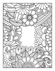 borders adult coloring pages. frame with flowers and leaves