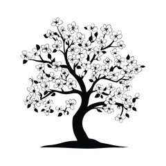 Obraz premium A flowering tree silhouette of simple minimal vector