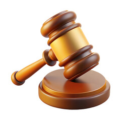 wooden gavel on white background