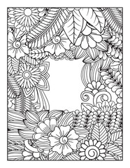 borders adult coloring pages. frame with flowers and leaves