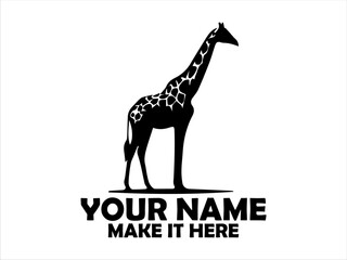 majestic giraffes standing tall with their distinctive spotted coats illustration, giraffe standing simple vector style, giraffes logo design