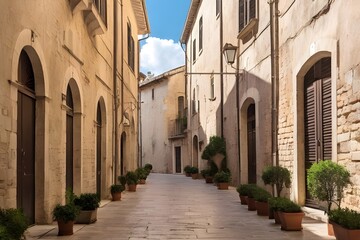 Obraz premium Alleyway in Historic District in Spoleto italy.generative.ai