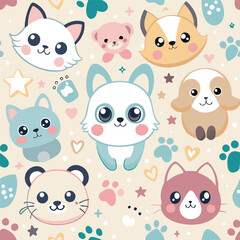 seamless pattern with funny cats