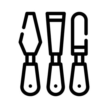 black line art paint palette knives clip art preview