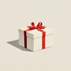 Fototapeta premium White gift box with red ribbon (1)