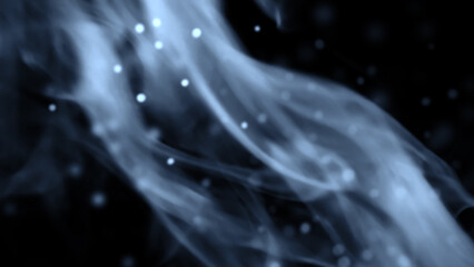 Blurred texture of burn fire with particles embers. Blur blue flames on isolated black background. Texture overlays for banner,flyer,card .