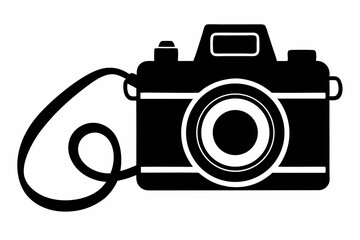 a camera with strap design silhouette vector illustration