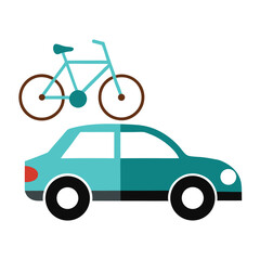 Vector illustration featuring a set of transport icons including car, bicycle, truck, and van for automobile and vehicle design