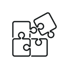 Puzzle thin line icons. Editable stroke and Perfect pixel on transparent background