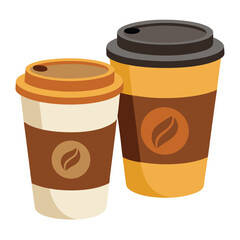 Hot brown coffee in a disposable paper cup vector illustration