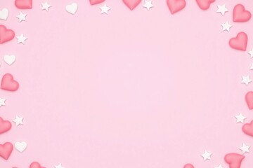 pink hearts and stars on a pink background