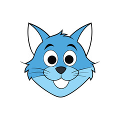 Cartoon Cat Head Vector Art Illustration on White Background  Cute and Playful Animal Graphics
