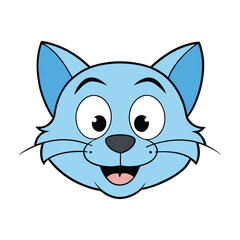Cartoon Cat Head Vector Art Illustration on White Background  Cute and Playful Animal Graphics