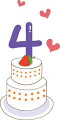 숫자4 케잌