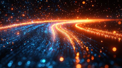 Fototapeta premium Vibrant abstract illustration of glowing particles flowing in a dynamic pattern