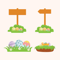 Happy easter sign board wooden