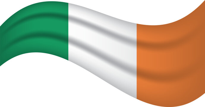 Ireland wavy flag, waving flag vector illustration