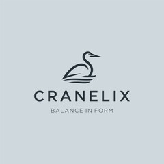 Obraz premium Minimalist Stork Line Art Logo – A sleek stork logo symbolizing grace and birth.