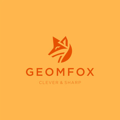 Fox Geometric Shape Logo – A sharp fox logo in geometric style symbolizing cleverness.