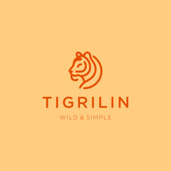 Simple Tiger Line Art Logo – A clean tiger logo representing strength and elegance.