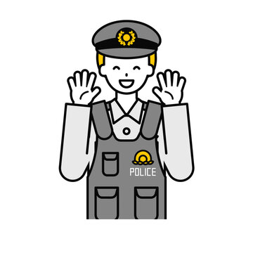 recommend clip art: 上半身のポーズ_シンプルな警察官の男性09