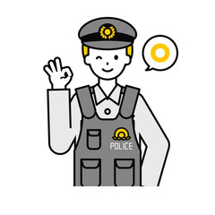 上半身のポーズ_シンプルな警察官の男性08