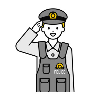 recommend clip art: 上半身のポーズ_シンプルな警察官の男性17