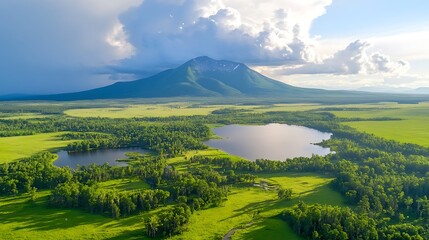 Lush Green Valley with Mountain View.
